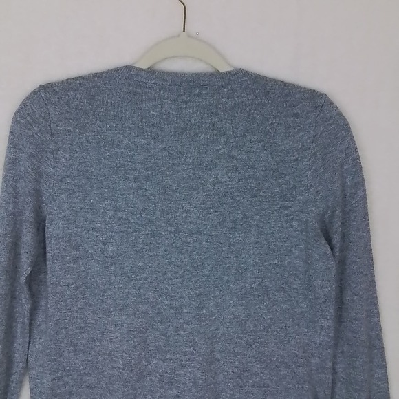 LOFT Faux Wrap Sweater Size S‎ Heather Gray Wool Blend Classic Fit Long Sleeve - Picture 6 of 11